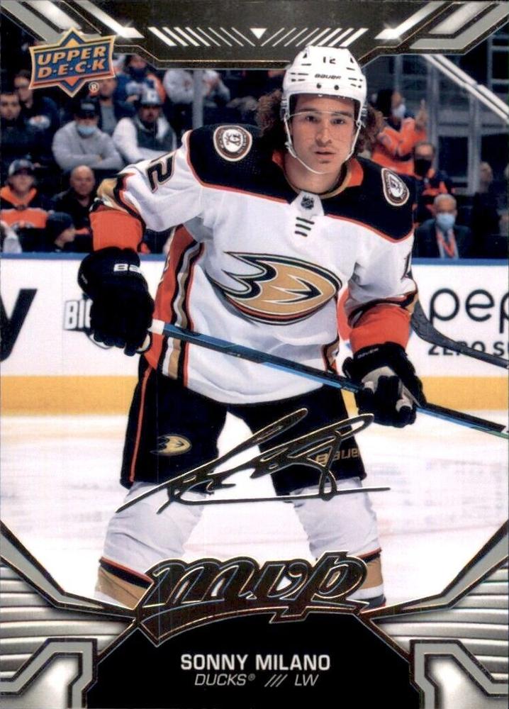 Sonny Milano #75 Anaheim Ducks | 2022-23 Upper Deck MVP Silver Script