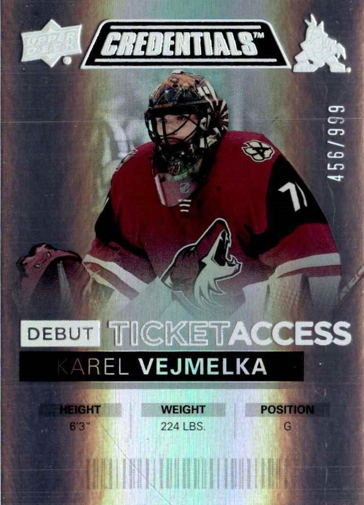 Karel Vejmelka #76 Arizona Coyotes | 2021-22 Upper Deck Credentials