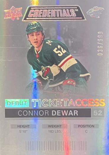 Connor Dewar #77 Minnesota Wild | 2021-22 Upper Deck Credentials