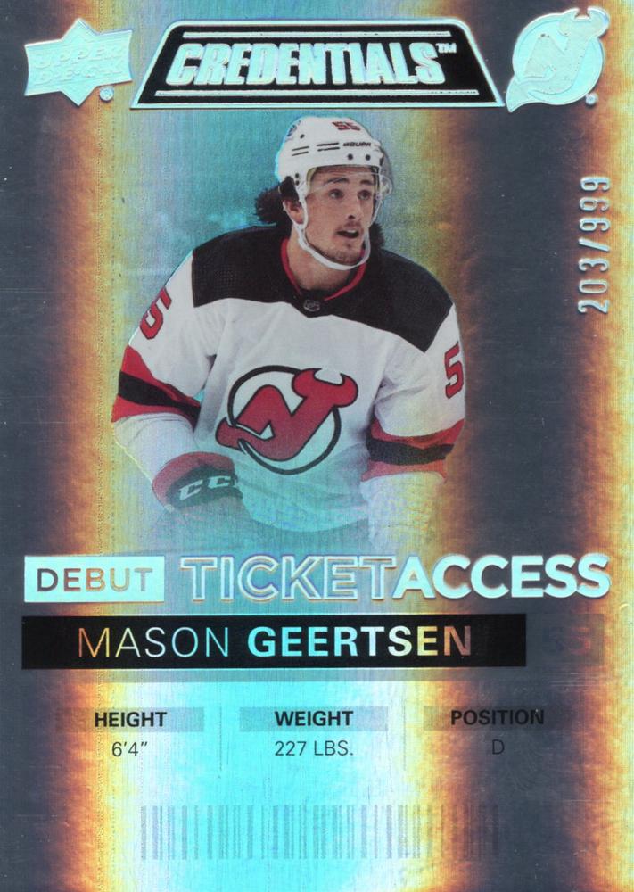 Mason Geertsen #81 New Jersey Devils | 2021-22 Upper Deck Credentials