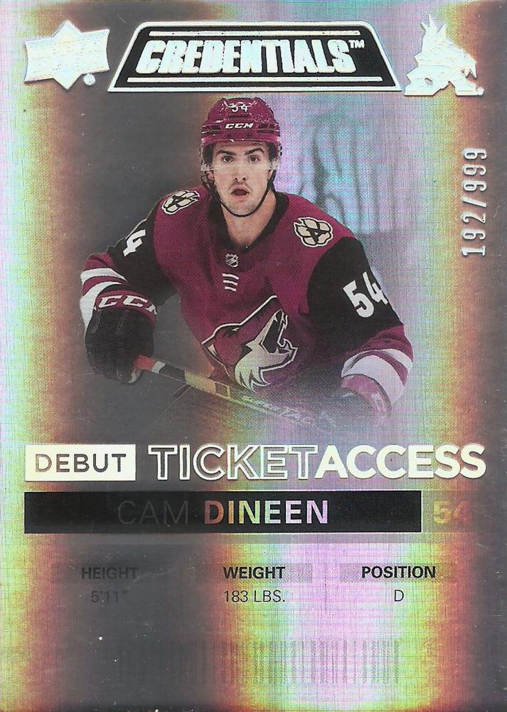 Cam Dineen #82 Arizona Coyotes | 2021-22 Upper Deck Credentials