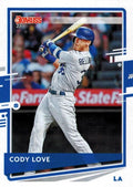 Cody Bellinger #84 Los Angeles Dodgers ("Cody Love" on front, old Donruss logo on back) | 2020 Donruss
