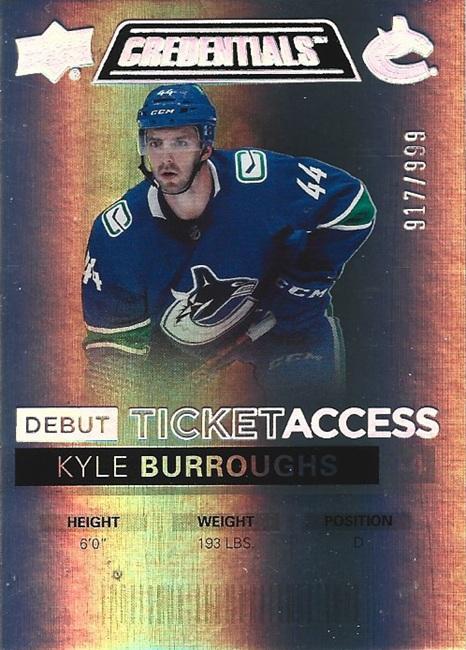 Kyle Burroughs #87 Vancouver Canucks | 2021-22 Upper Deck Credentials