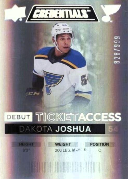 Dakota Joshua #88 St. Louis Blues | 2021-22 Upper Deck Credentials