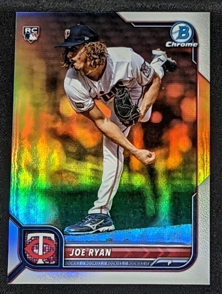 Joe Ryan #8 Minnesota Twins (White jersey; in follow through) | 2022 Bowman Chrome