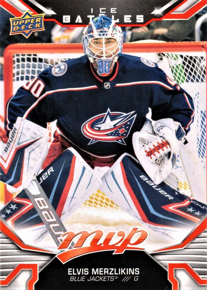 Elvis Merzlikins #90 Columbus Blue Jackets | 2022-23 Upper Deck MVP Ice Battles