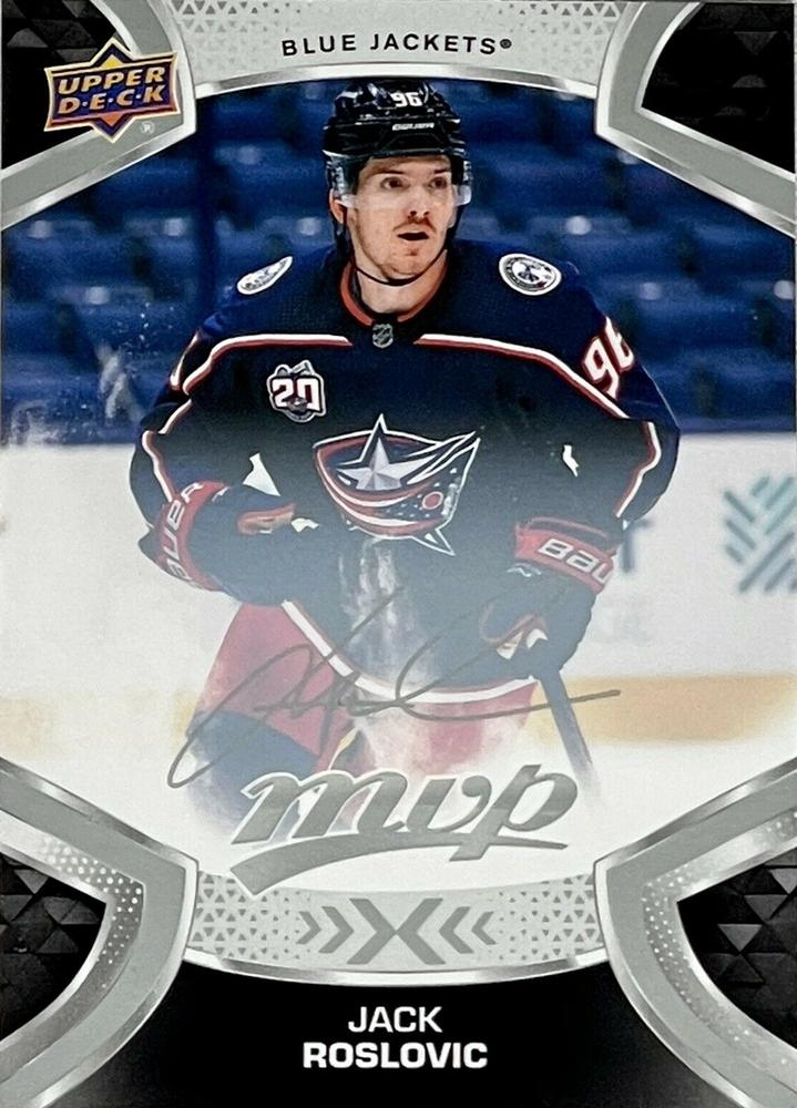 Jack Roslovic #98 Columbus Blue Jackets | 2021-22 Upper Deck MVP Silver Script