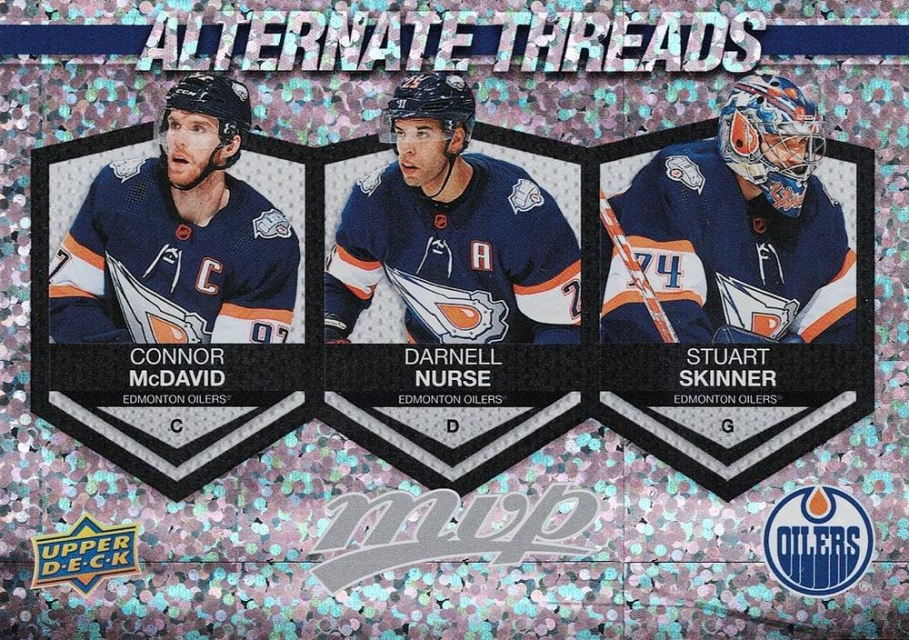 Connor McDavid / Darnell Nurse / Stuart Skinner #AT-15 Edmonton Oilers | 2023-24 Upper Deck MVP Alternate Threads