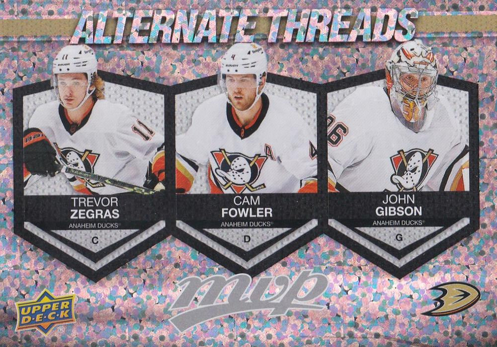 Trevor Zegras / Cam Fowler / John Gibson #AT-5 Anaheim Ducks | 2023-24 Upper Deck MVP Alternate Threads