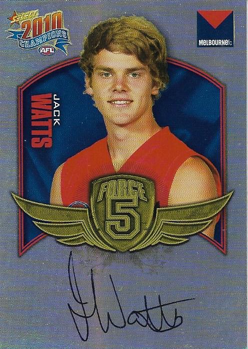 Jack Watts #FFS44 Melbourne Demons | 2010 Select AFL Champions - Force 5 Foil Signatures
