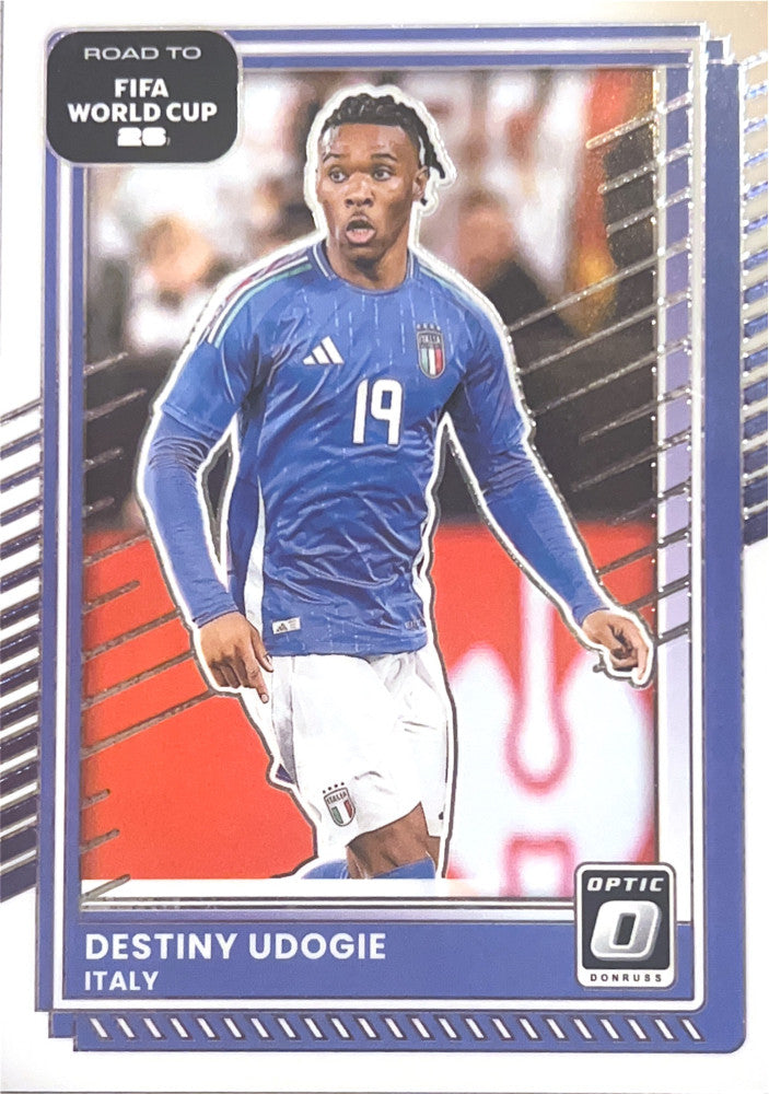 Destiny Udogie #121 Italy | 2025-26 Donruss Road to FIFA World Cup Optic Parallel