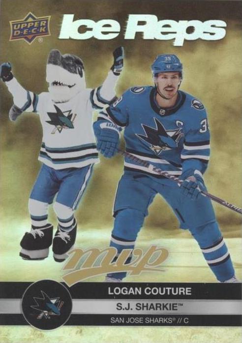 Logan Couture / S.J. Sharkie #IR-17 San Jose Sharks | 2023-24 Upper Deck MVP Ice Reps Gold
