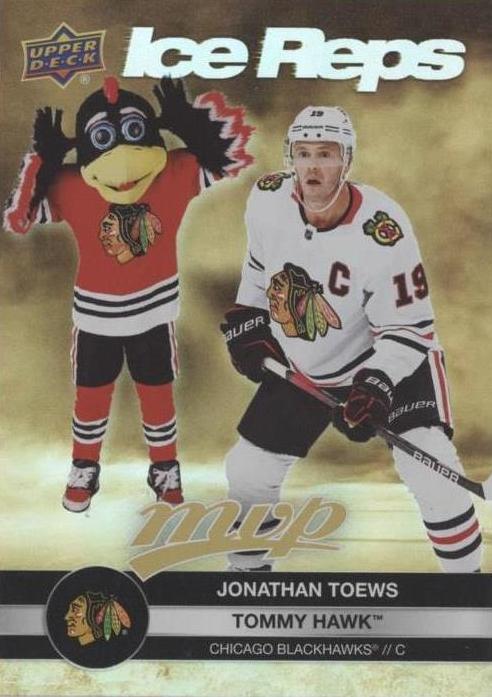 Jonathan Toews / Tommy Hawk #IR-2 Chicago Blackhawks | 2023-24 Upper Deck MVP Ice Reps Gold