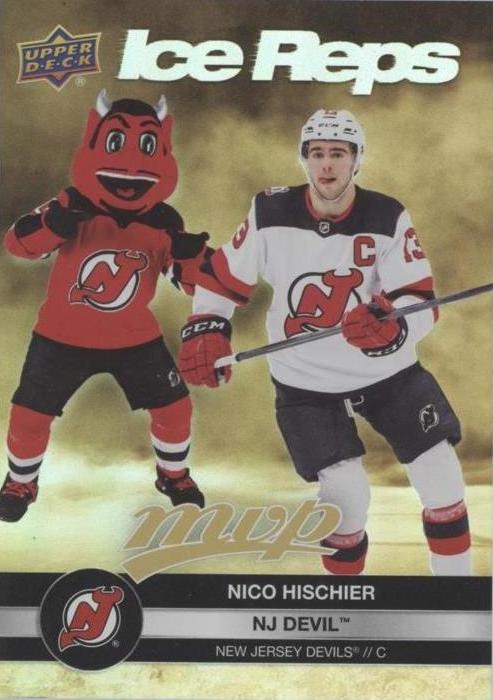 Nico Hischier / N.J. Devil #IR-9 New Jersey Devils | 2023-24 Upper Deck MVP Ice Reps Gold