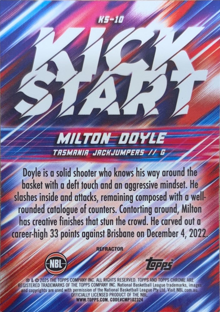 Milton Doyle #KS-10 | 2024-25 Topps Chrome NBL Kick Start Refractor (back)