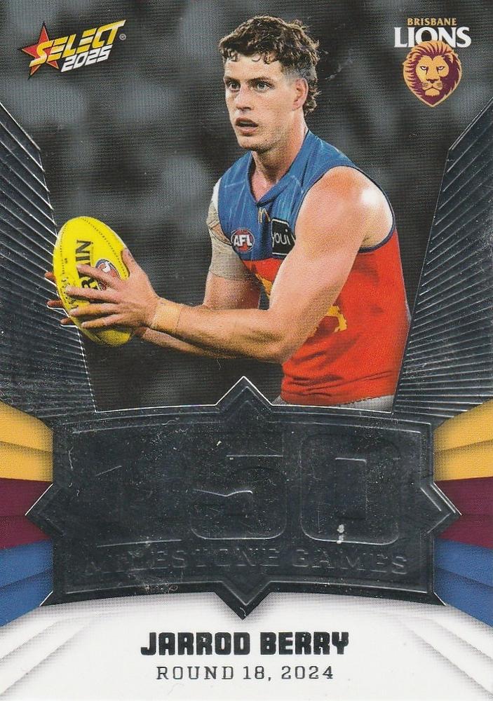 Jarrod Berry #MG10 Brisbane Lions | 2025 Select AFL Footy Stars - Milestone Games