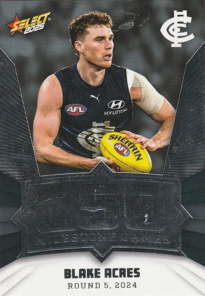 Blake Acres #MG14 Carlton Blues | 2025 Select AFL Footy Stars - Milestone Games