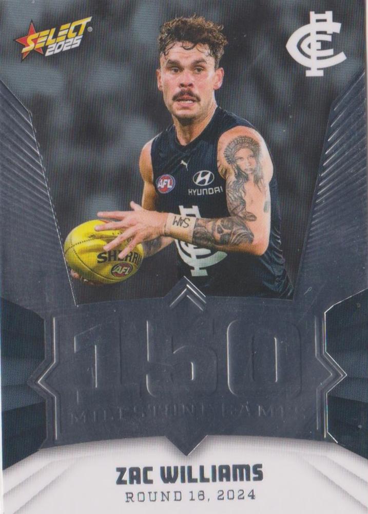 Zac Williams #MG17 Carlton Blues | 2025 Select AFL Footy Stars - Milestone Games