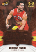 Brayden Fiorini #MG52 Gold Coast Suns | 2025 Select AFL Footy Stars - Milestone Games