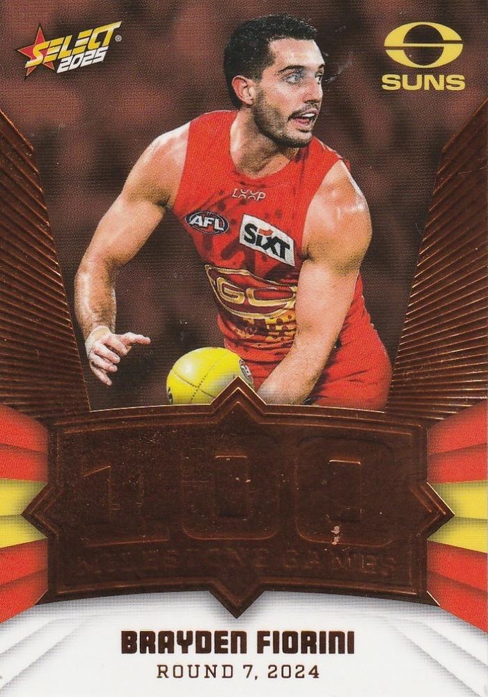 Brayden Fiorini #MG52 Gold Coast Suns | 2025 Select AFL Footy Stars - Milestone Games