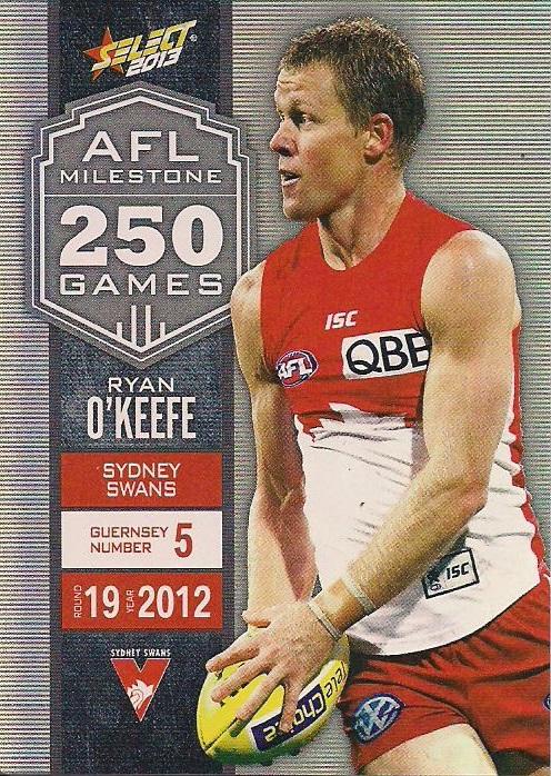 Ryan O’Keefe #MG74 Sydney Swans | 2013 Select AFL Champions Milestone Game Foils