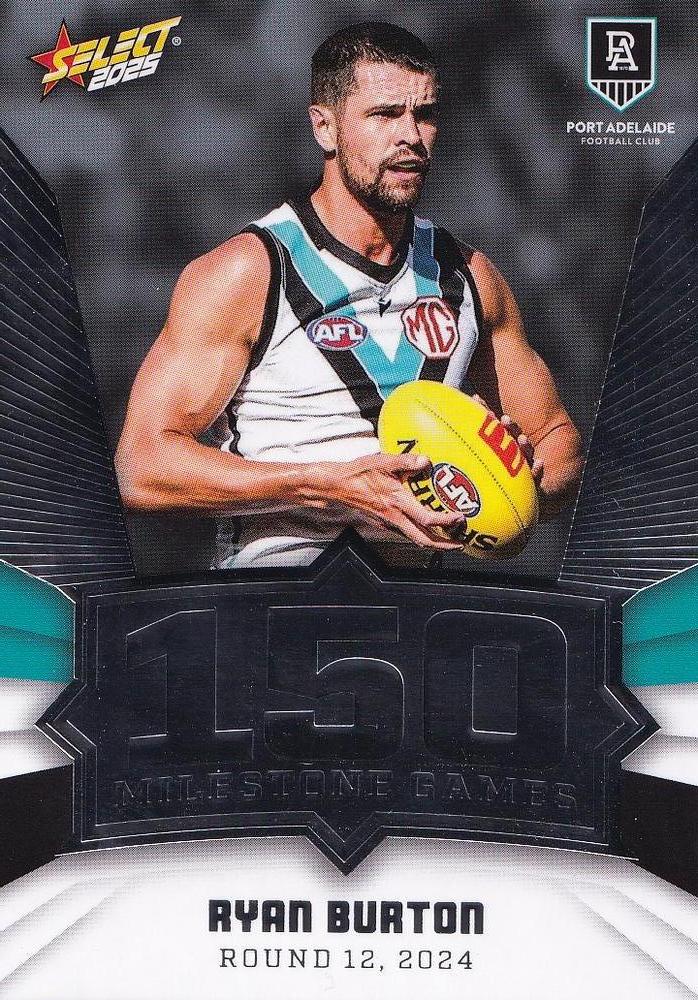 Ryan Burton #MG76 Port Adelaide Power | 2025 Select AFL Footy Stars - Milestone Games