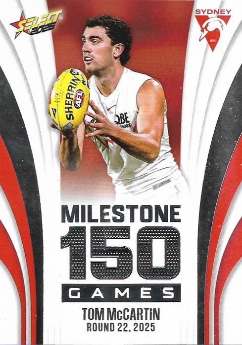Tom Mccartin #MG95 Sydney Swans | 2026 Select AFL Footy Stars - Milestone Games
