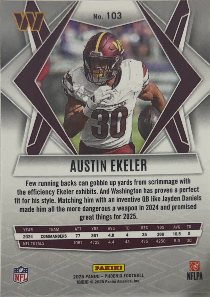 Austin Ekeler #103 Washington Commanders | 2025 Panini Phoenix | NFL Football - Back