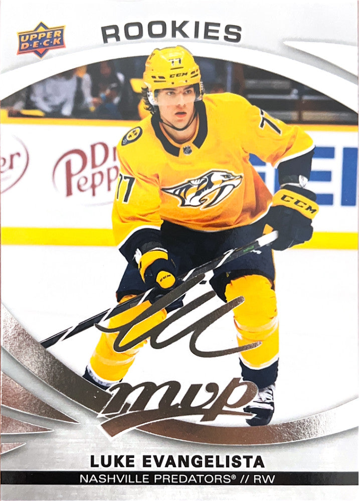 Luke Evangelista Rookie #239 Nashville Predators | 2023-24 Upper Deck MVP Silver Script