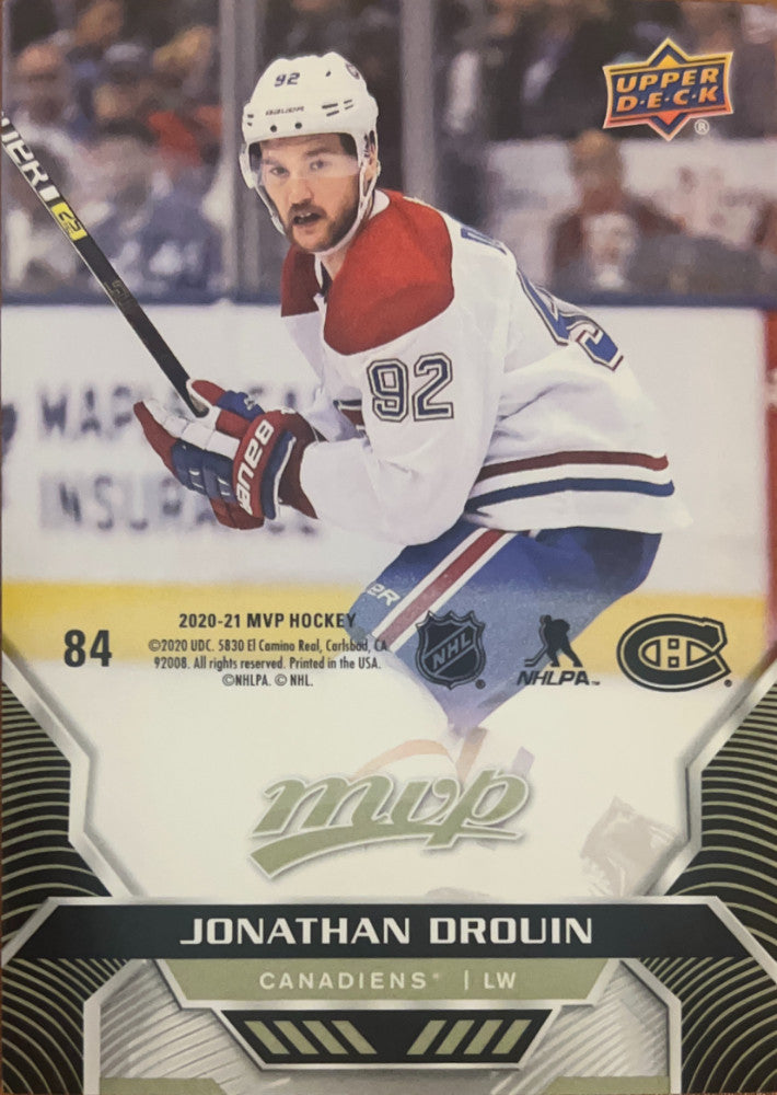 Jonathan Drouin #84 Montreal Canadiens | 2020-21 Upper Deck MVP Puzzle Backs (front)