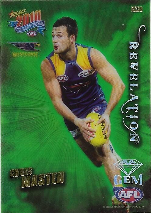 Chris Masten #RG30 West Coast Eagles | 2010 Select AFL Champions - Revelations Green Gem