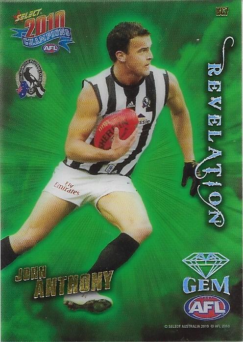 John Anthony #RG7 Collingwood Magpies | 2010 Select AFL Champions - Revelations Green Gem