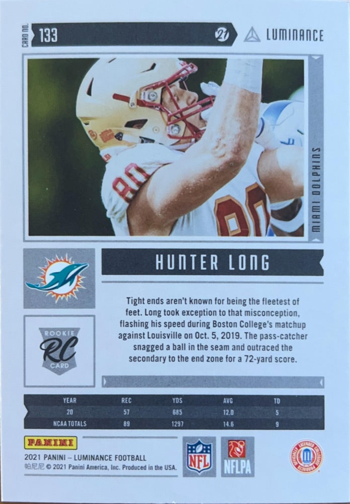 Hunter Long #133 | 2021 Panini Luminance (back)