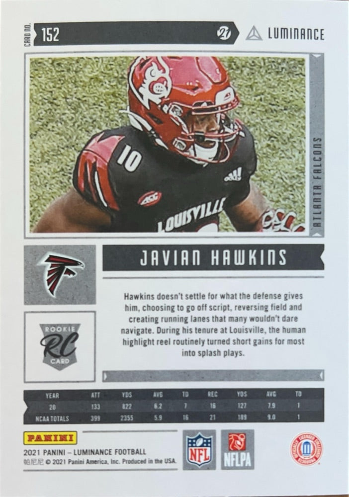 Javian Hawkins #152 | 2021 Panini Luminance (back)