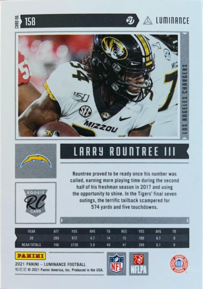 Larry Rountree III #158 | 2021 Panini Luminance (back)