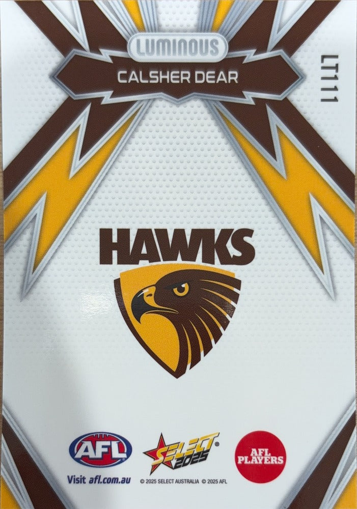 Calsher Dear #LT111 | 2025 Select AFL Footy Stars Luminous Thunderbolt (back)