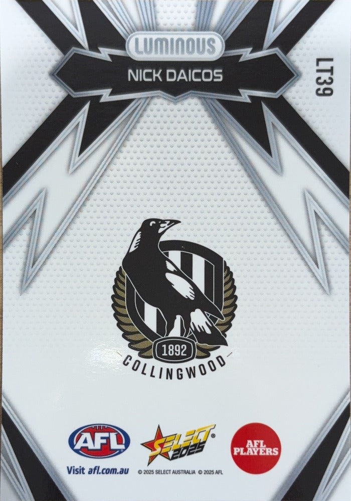 Nick Daicos #LT39 | 2025 Select AFL Footy Stars Luminous Thunderbolt (back)