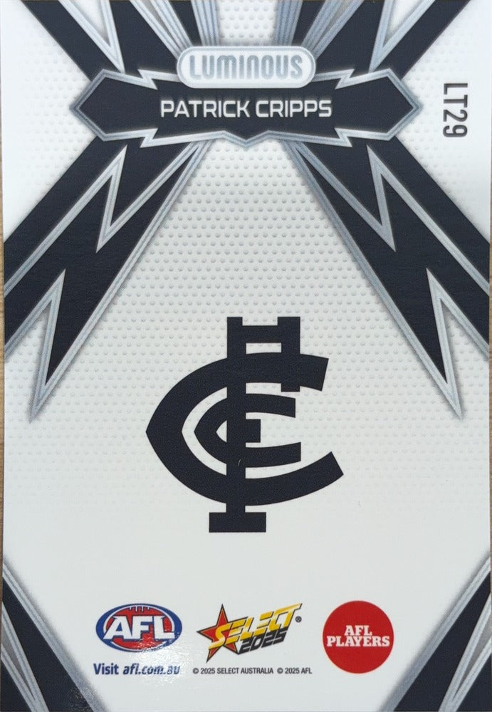 Patrick Cripps #LT29 | 2025 Select AFL Footy Stars Luminous Thunderbolt (back)
