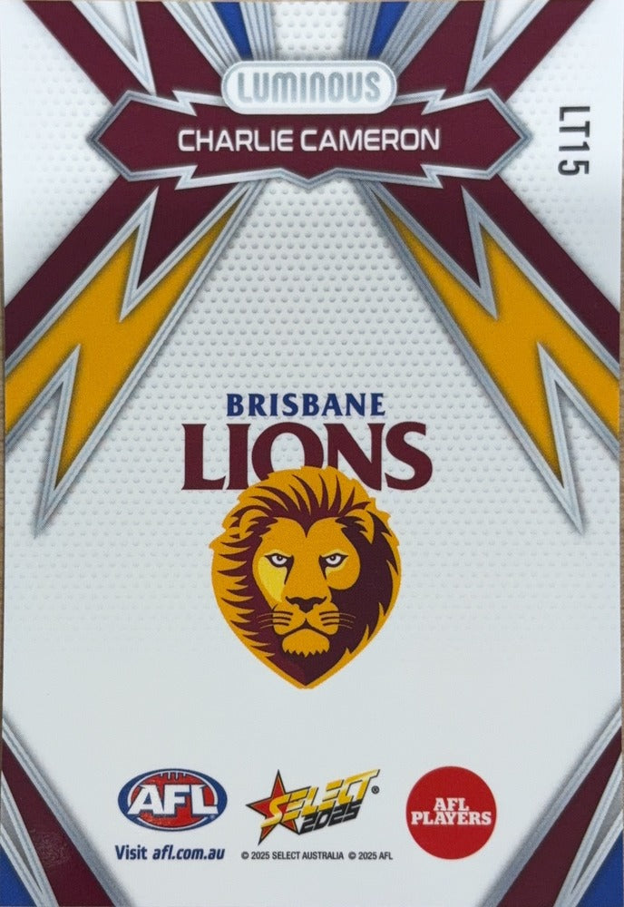 Charlie Cameron #LT15 | 2025 Select AFL Footy Stars Luminous Thunderbolt (back)