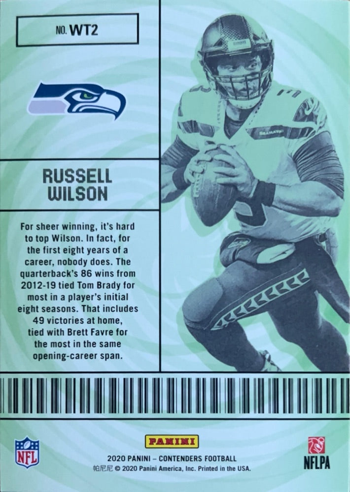Russell Wilson #WT2 | 2020 Panini Contenders Winning Ticket (back)