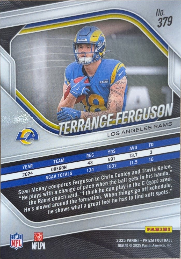 Terrance Ferguson #379 Los Angeles Rams | 2025 Panini Prizm | NFL Football (back)