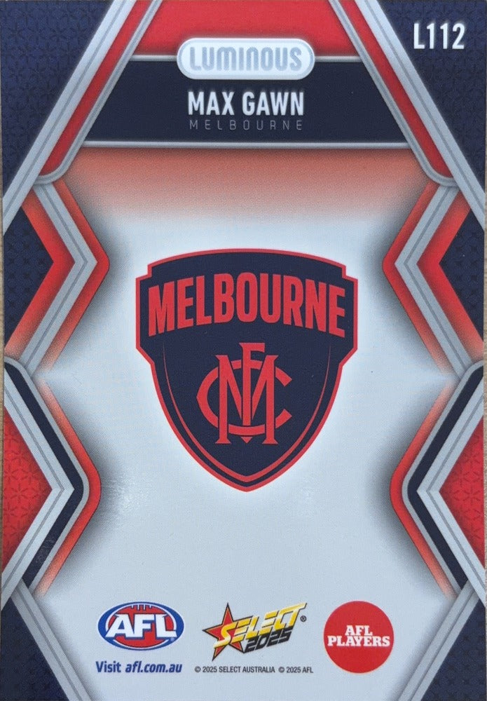 Max Gawn #L112 Melbourne Demons | 2025 Select AFL Footy Stars Luminous (back)