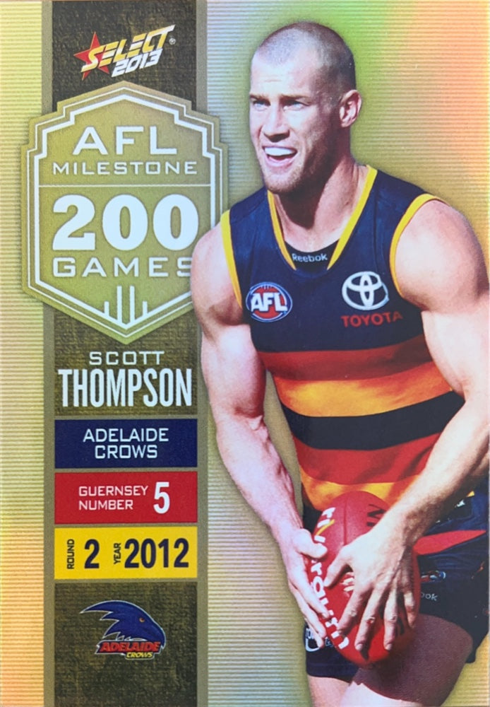 Scott Thompson #MG3 | 2013 Select AFL Champions Milestone Game Foils (front)