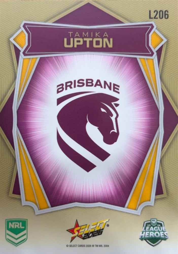 Tamika Upton #L206 Brisbane Broncos | 2026 Select NRL League Heroes Luminous (back)