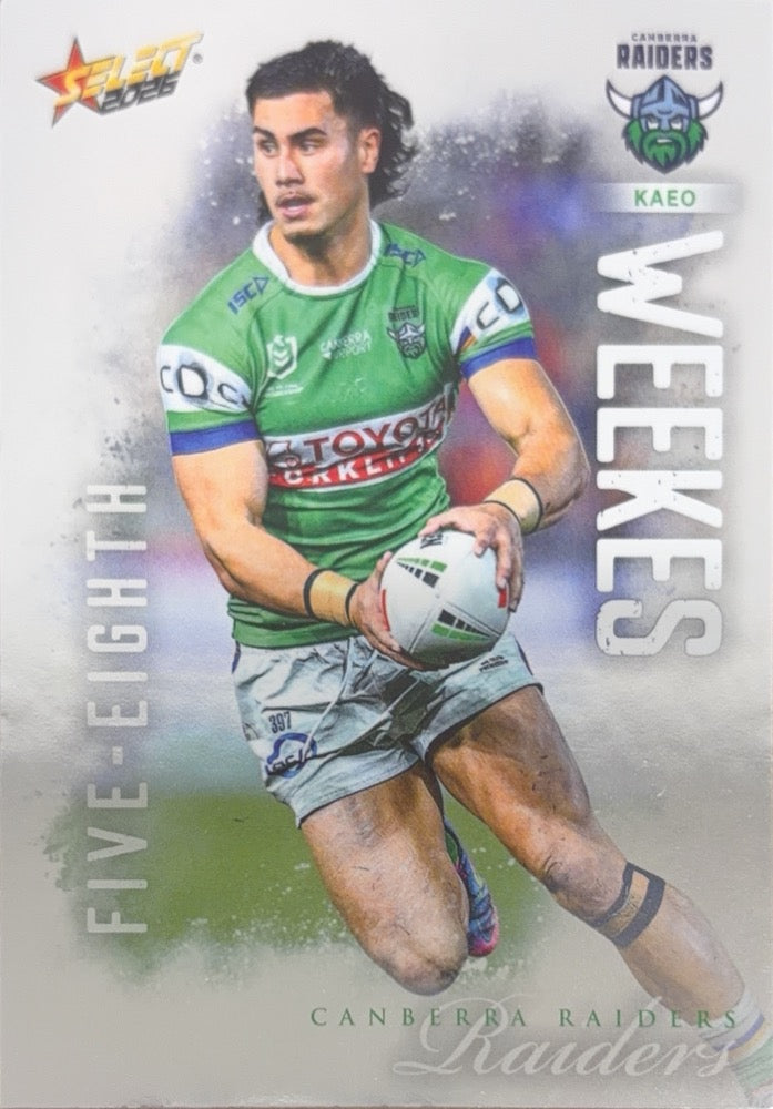 Kaeo Weekes #25 Canberra Raiders | 2026 Select NRL League Heroes Silver (front)