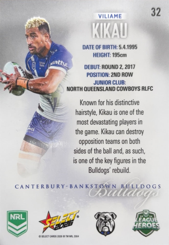 Viliame Kikau #32 | 2026 Select NRL League Heroes Silver (back)