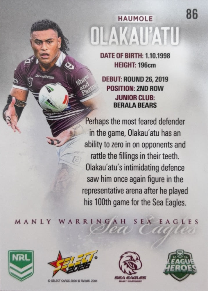 Haumole Olakau'atu #86 | 2026 Select NRL League Heroes Silver (back)