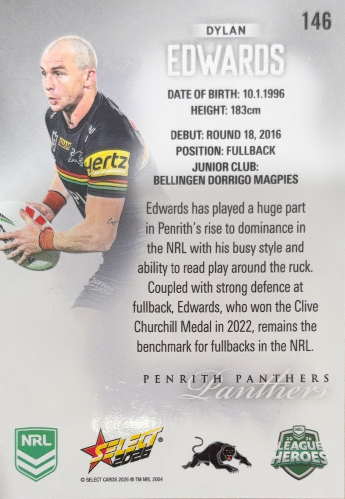 Dylan Edwards #146 Penrith Panthers | 2026 Select NRL League Heroes Silver (back)