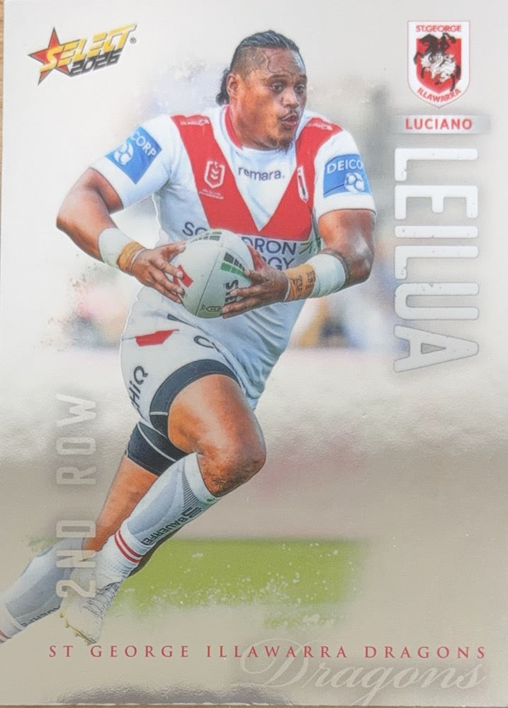 Luciano Leilua #179 | 2026 Select NRL League Heroes Silver (front)