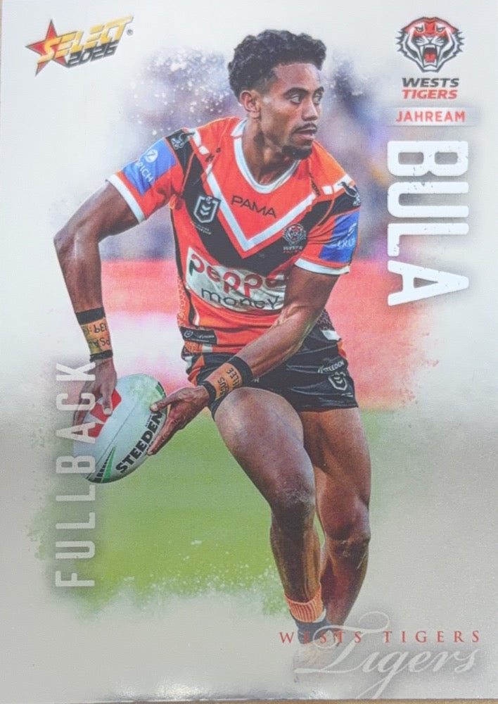 Jahream Bula #210 Wests Tigers | 2026 Select NRL League Heroes Silver (front)